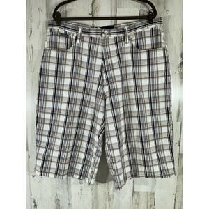 Qruel Jeans Company Mens Shorts Size 40 (39x15) Tan Blue Plaid